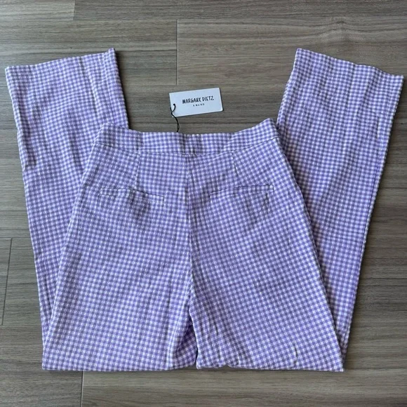 NWT Margaux Dietz Lilac Purple White Checked Culotte Trousers - Picture 4 of 9